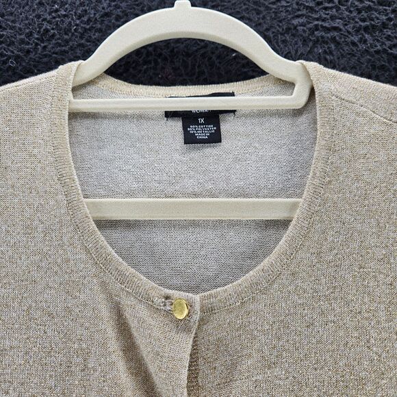 Nu Options Womens Sweater Beige Size 1X Cotton Blend Button Close Long Sleeve - Picture 9 of 12